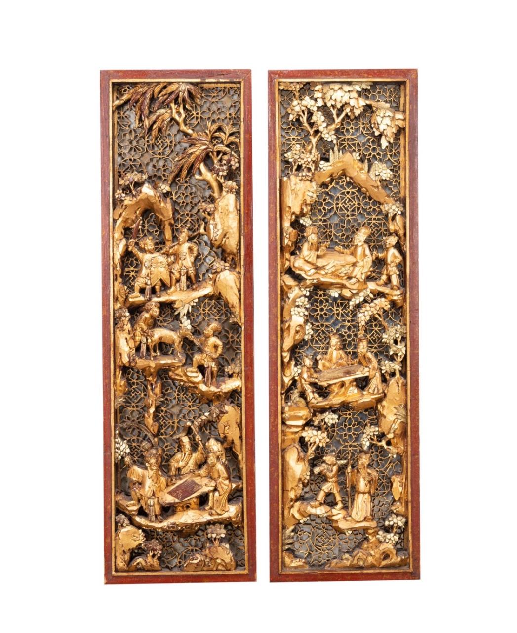 PAIR CHINESE CARVED GILTWOOD  2fa2db