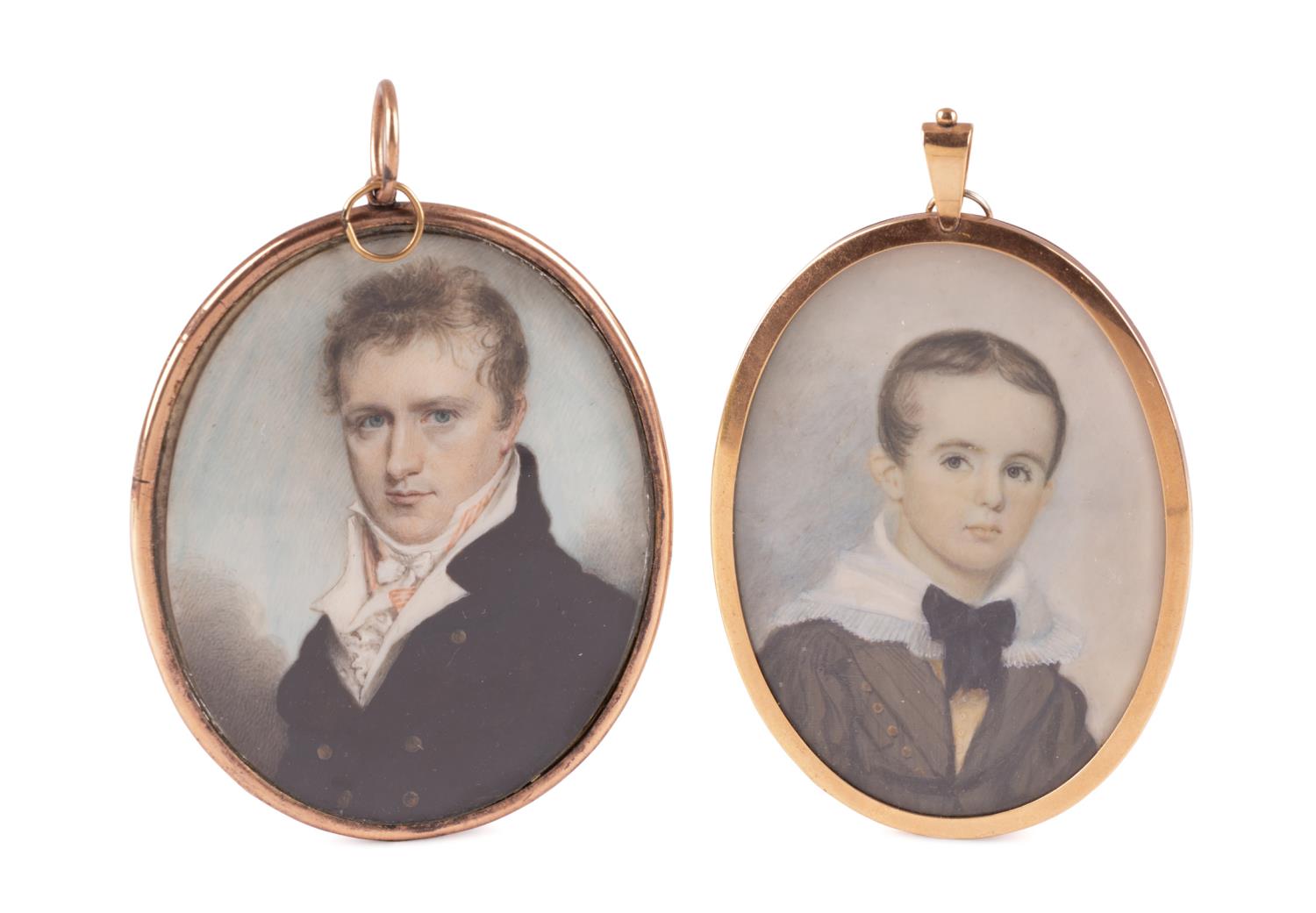 TWO MINIATURE 19TH C MOURNING 2fa427