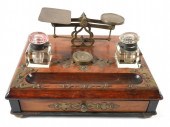 ANTIQUE INKWELL AND SCALE DESK SET19th