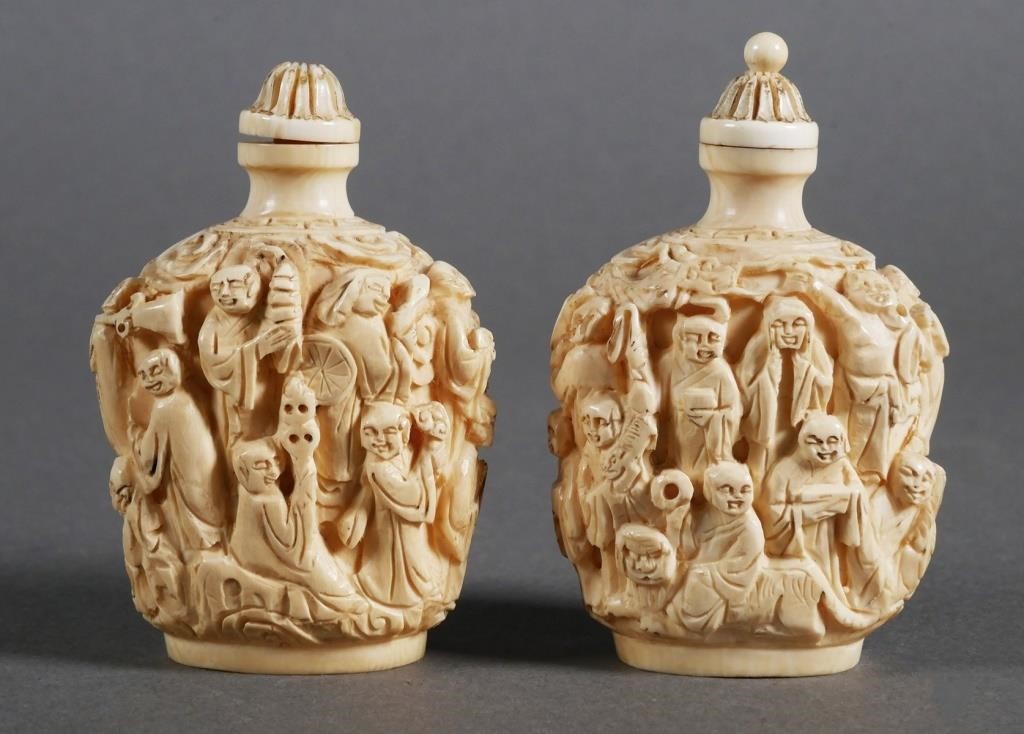 PAIR CHINESE CARVED IVORY SNUFF 2fdd81