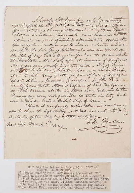 1827 LETTER REFERENCING THE REVOLUTIONARY 2fdf9c