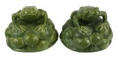 TWO (2) ROOKWOOD CERAMIC FROG BOOKENDS