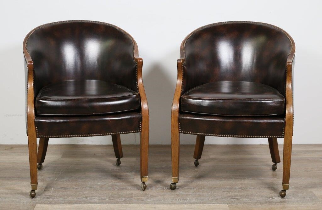 PAIR OF BAKER FURNITURE LEATHER 2fe68a
