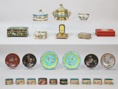 24 PIECES CHINESE CLOISONNE CHAMPLEVE  2fe6c3