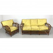 2pc Vintage Rattan Furniture Sofa 2fe7fe