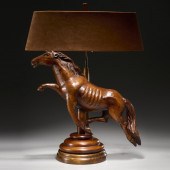 LARGE AMERICAN FOLK HORSE LAMP Early