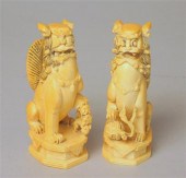 Pair of Chinese Ivory Fu Lion Carvings 4c76c