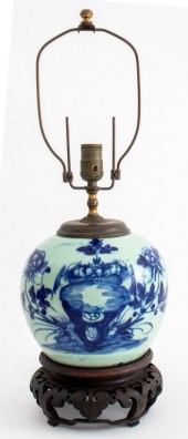 CHINESE COBALT GLAZED CELADON LAMP Chinese