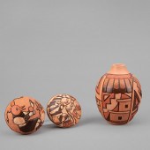 HOPI, GROUP OF THREE SMALL CARVED POLYCHROME
