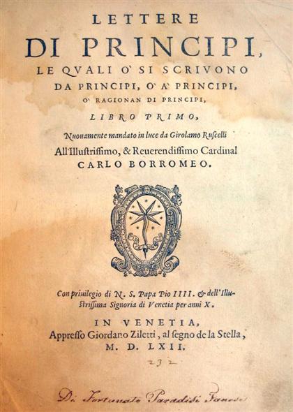 1 vol.  Lettere di Principi. Venice: Giordano