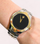 MOVADO LUNO MENS GOLD AND STAINLESS