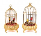 2 GERMAN SINGING BIRDS IN CAGES AUTOMATONSAttributed