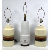 3 Mid Century Modern Lamps. Pair 1970s