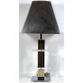 Brass and Chrome Column Table Lamp.