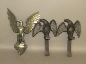 PAIR OF CAST IRON SNOW EAGLES & PEWTER