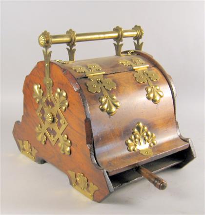 Victorian walnut and brass mounted coal scuttle