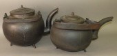 2 CAST IRON TEA KETTLESca. 1780-1820;