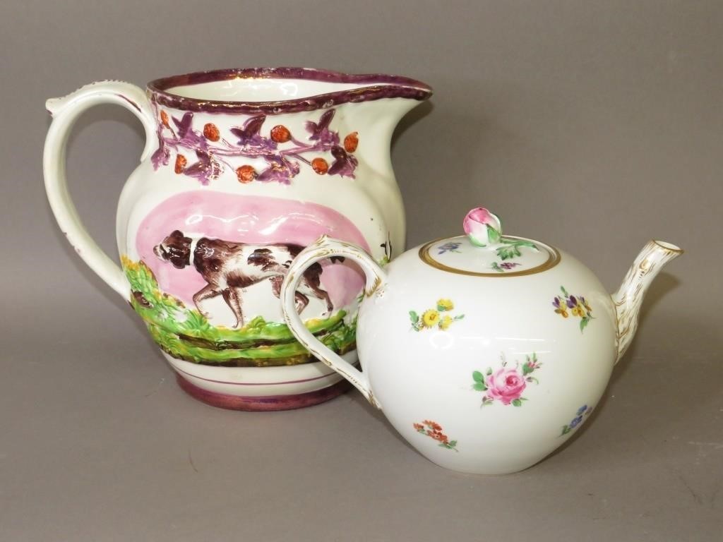 PINK LUSTRE PITCHER AND MEISSEN 300b46