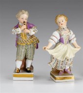 Pair of Meissen porcelain figures of