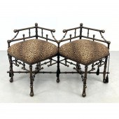 Metal Faux Stick and Ball Love Seat.