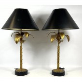 Pair of Gold Gilded Steel Tole Palm