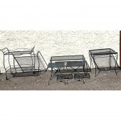 5pc iron patio tables. Salterini style.