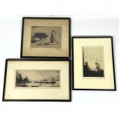 3pc Vintage Framed Etchings Prints  2ff556