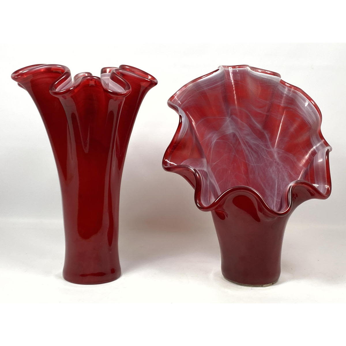 2pc Murano Italian Red Art Glass 2ff881