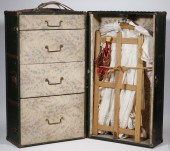VINTAGE DOLL TRUNK FILLED WITH CLOTHES