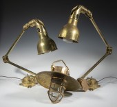 (3) CAST BRASS MARINE LAMPS: (2) SCONCES