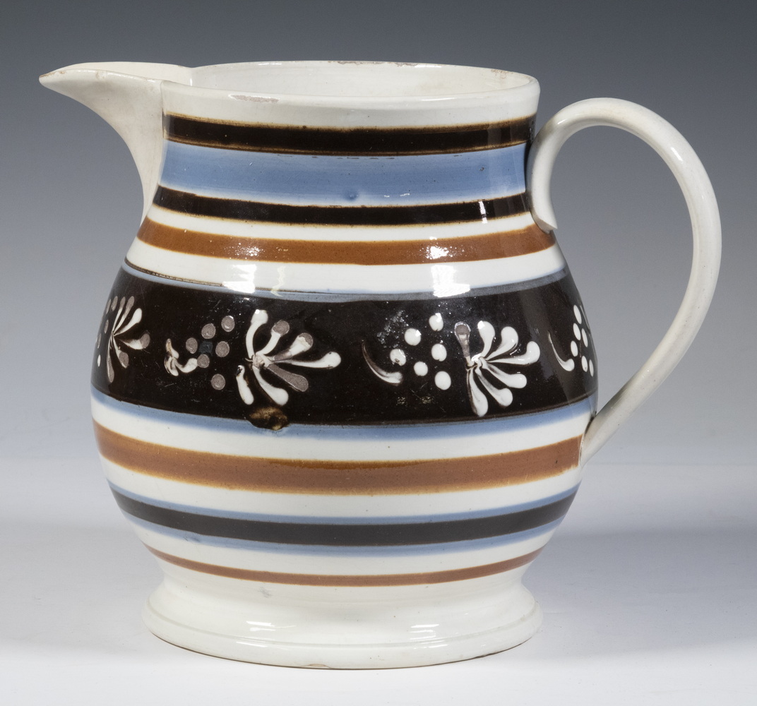 MOCHA WARE PITCHER WITH FLORAL 302220