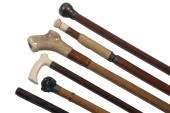  6 19TH C WALKING STICKS 2 WITH 30227a