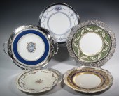SILVER MOUNTED PORCELAIN PLATES 3029b1