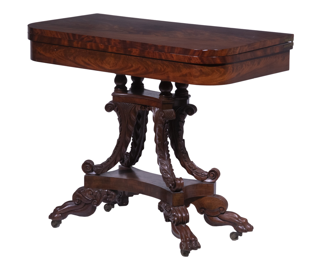 AMERICAN CLASSICAL CARD TABLE Carved 302a52
