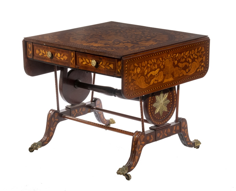 DUTCH INLAID LIBRARY TABLE Square 302aac