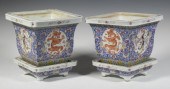 PR CHINESE PORCELAIN PLANTERS WITH TRAYS