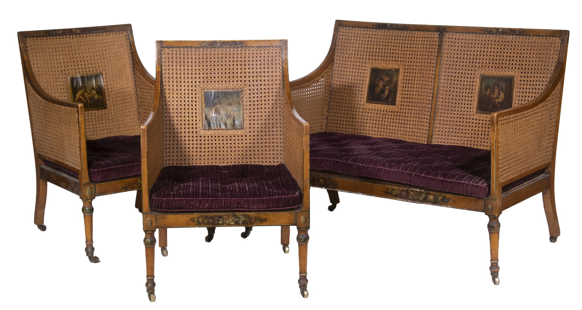 ADAMS STYLE CANE CHAIRS SETTEE 302c04