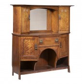 ARTS & CRAFTS INLAID OAK SIDEBOARD Early