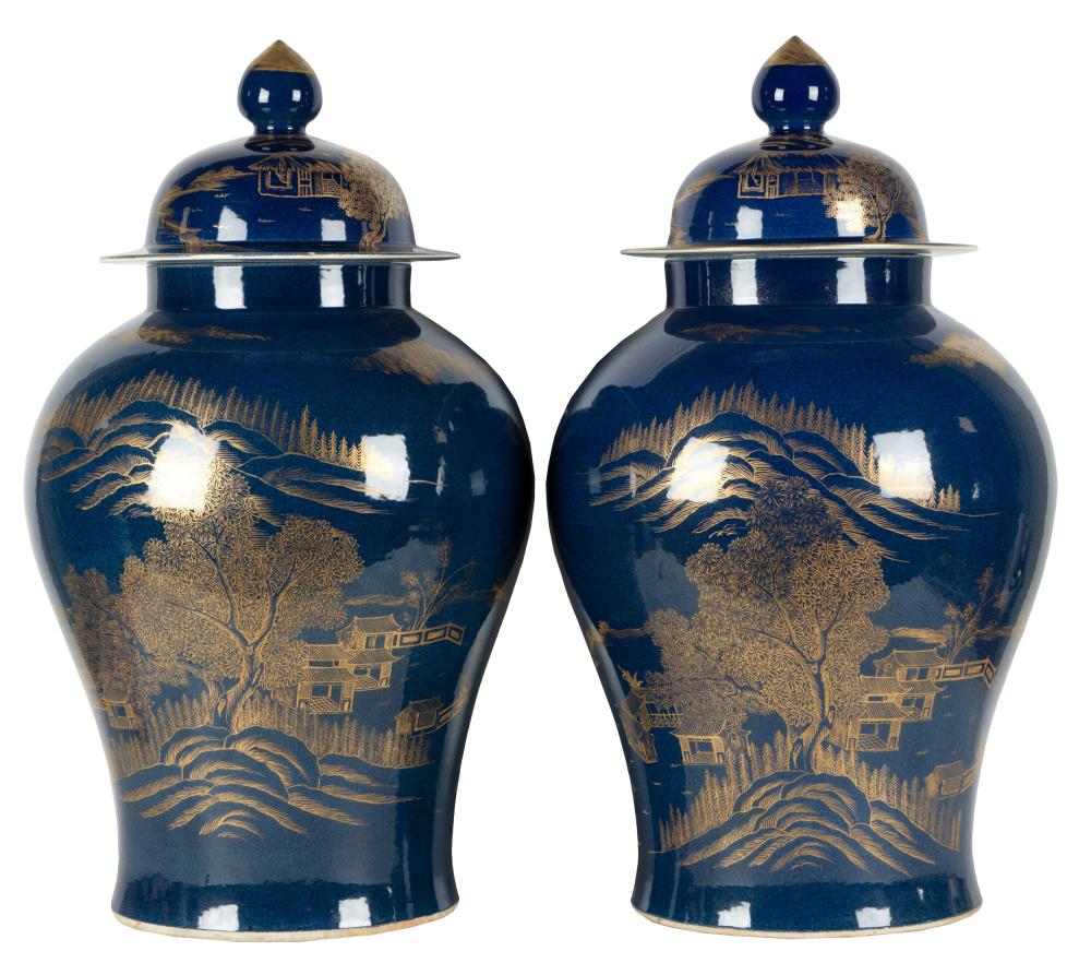 PAIR OF CHINESE COBALT GROUND PORCELAIN 3030fb