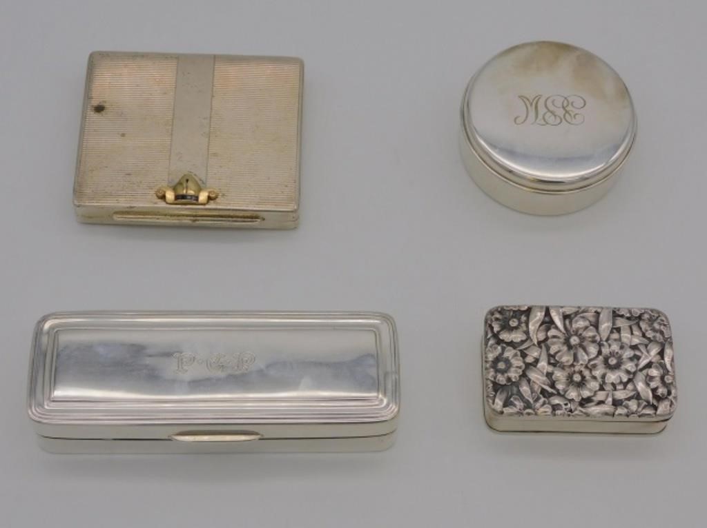 (4) STERLING SILVER BOXES, 20TH