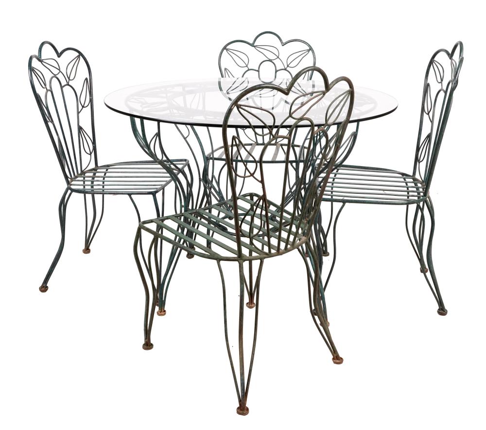GREEN PAINTED IRON PATIO DINING 30329d