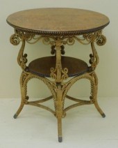 VICTORIAN WICKER TWO-TIERED LAMP TABLE,