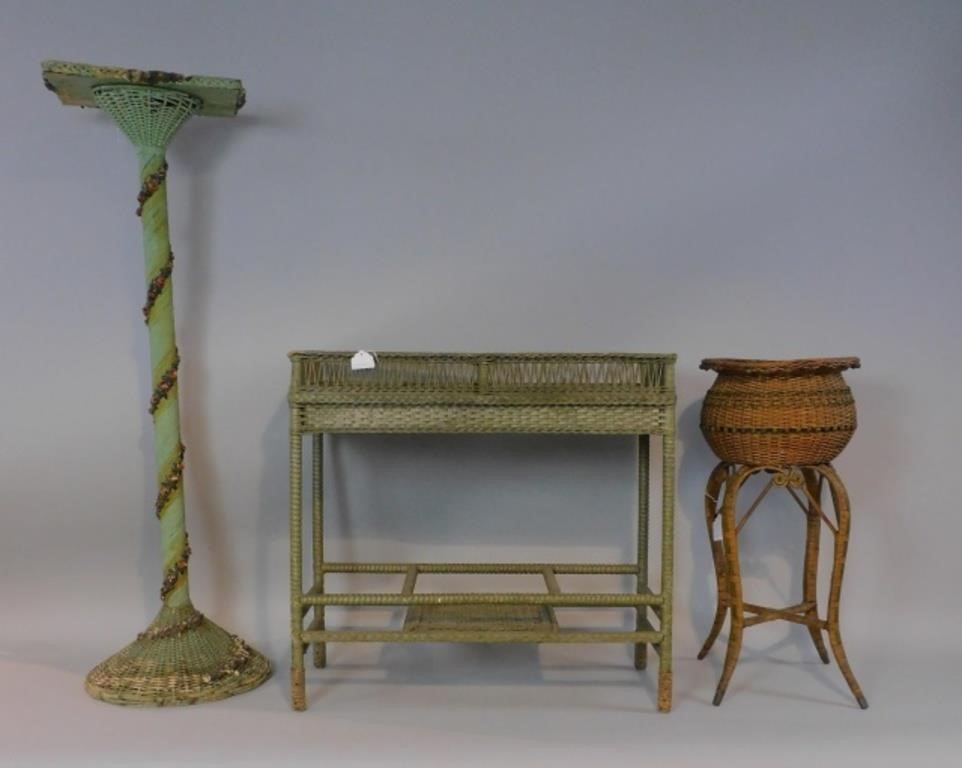  3 ANTIQUE WICKER PLANTERS TO 30345a