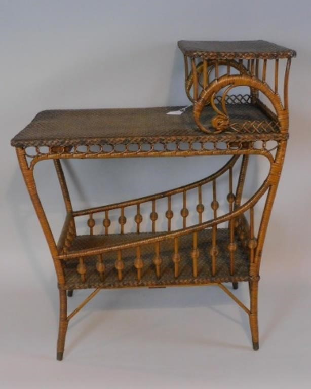 VICTORIAN WICKER THREE TIERED TABLE  30345c