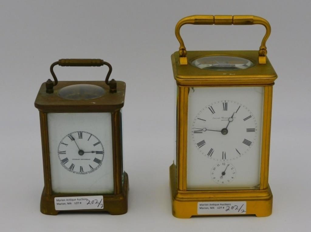  2 BRASS AND GLASS CARRIAGE CLOCKS  303673