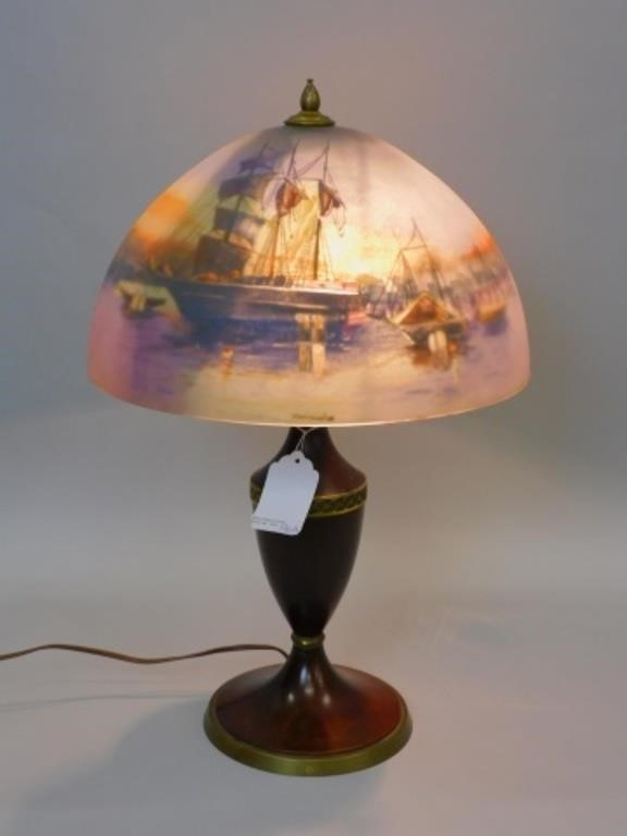 REVERSE PAINTED PAIRPOINT LAMP  30366d