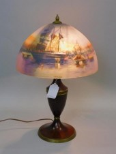 REVERSE PAINTED PAIRPOINT LAMP. EARLY