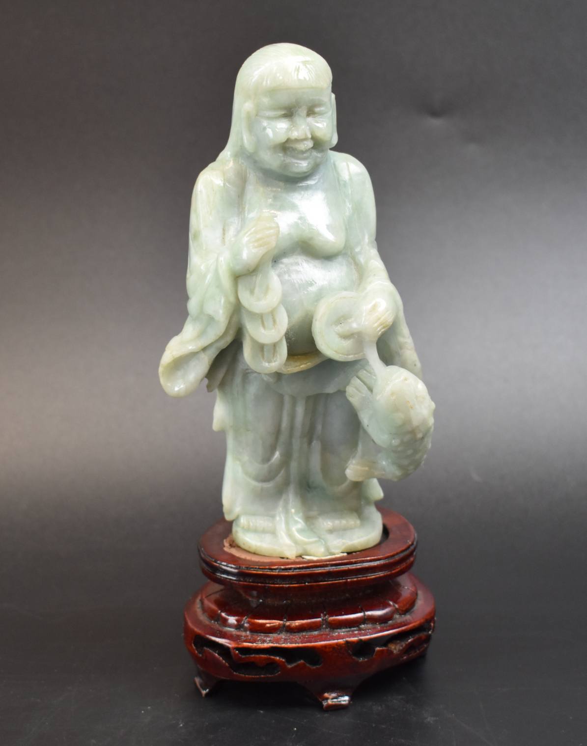 A CHINESE JADEITE CARVED LOUHAN 3015aa