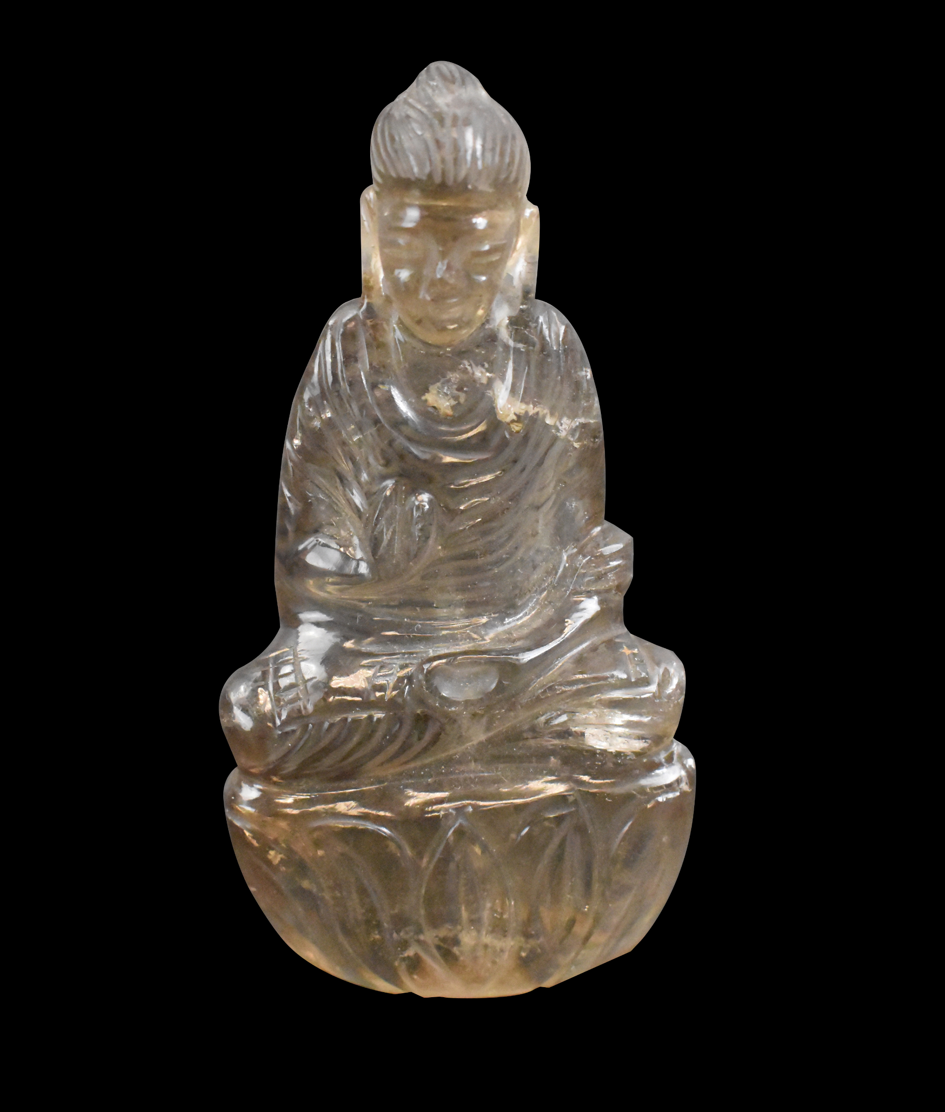 CHINESE ROCK CRYSTAL CARVED BUDDHA 3016fd