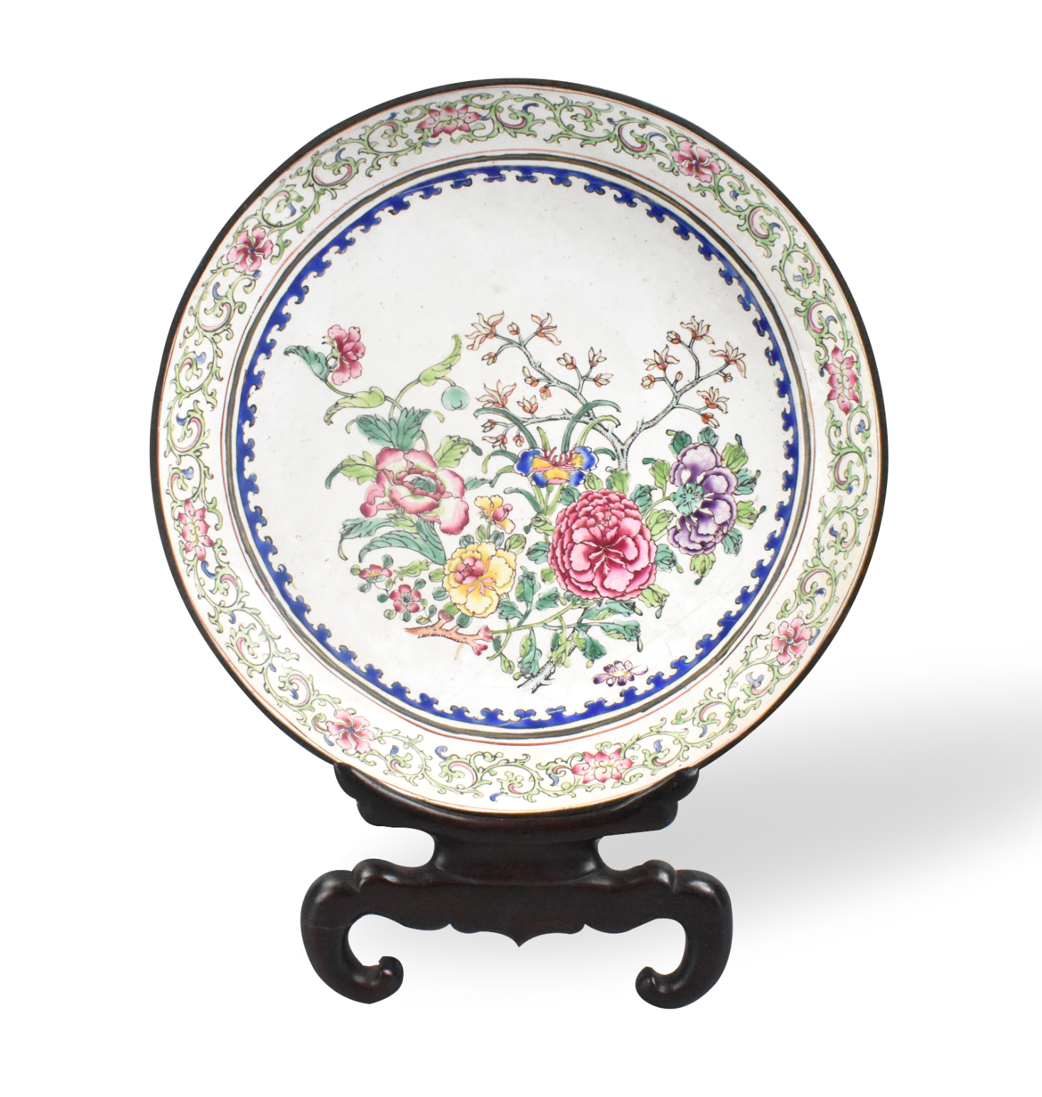 CHINESE ENAMEL FLORAL PLATE ON 301878